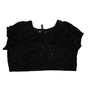 Black Lace Cap Sleeve Cropped Cami Torrid Curves Size 3